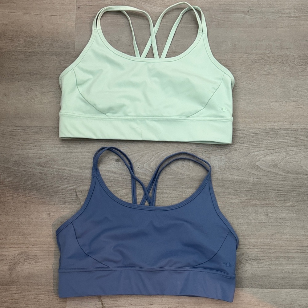 Women’s Strappy Sports Bralette - Mint & Slate Blue